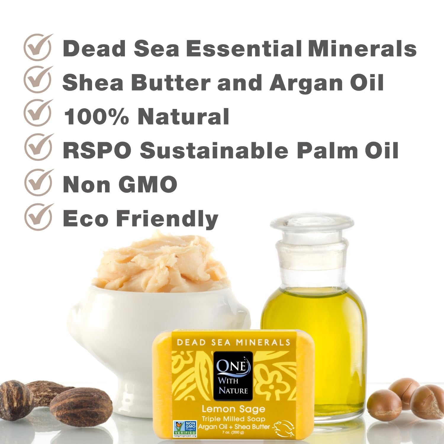 Dead Sea Salt Lemon Sage Soap 4Oz 3-Pack – Purifying and Exfoliating Soap Bar with Dead Sea Minerals for Face & Body, for Men & Women