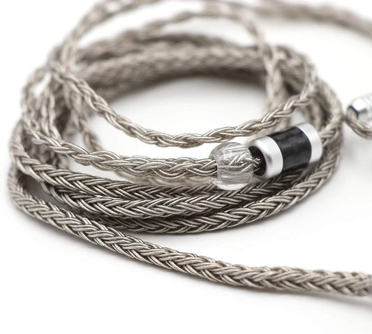 Zonie IEM Cable, 16 Core Silver Plated Earphone Upgraded Cords, 1.25M SPC in Ear Monitor Cable for 7Hz Zero:2 Orchestra Lite Cadenza Hype4 Supermix4(2Pin 0.78Mm, 3.5Mm)(Grey)
