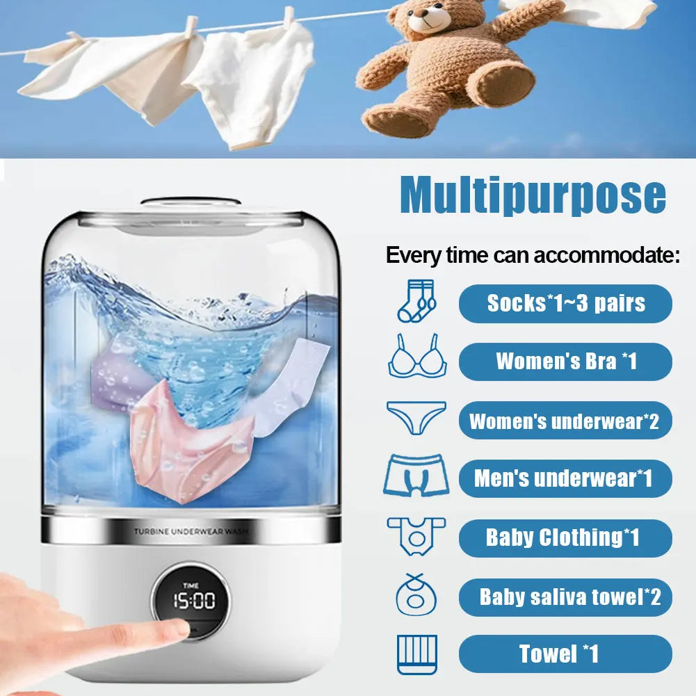 Portable Cordless Washing Machine,Usb Rechargeable, Mini Washer for /Underwear/Socks/Baby Clothes Home Travel Laundry Bucket