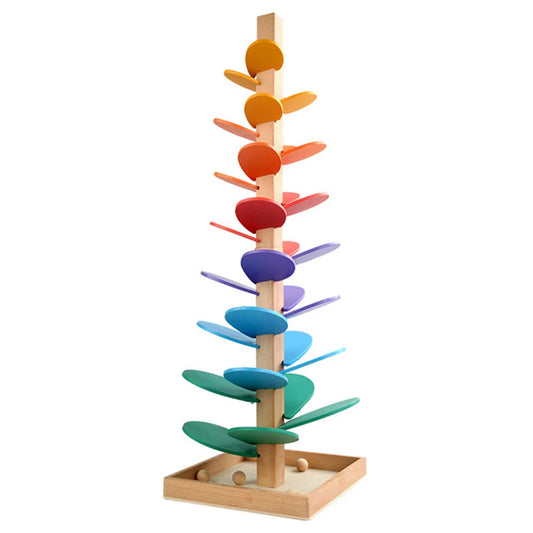 Wooden Marble Run Music Tree Montessori Toys for Kids Marble Ball Run Learning Game Wood Color Sorting Toys for 4-8 Boys Girls